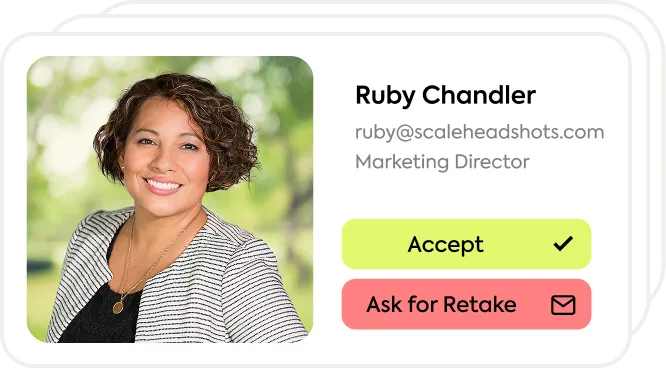 Admin approval interface showing accept and retake options