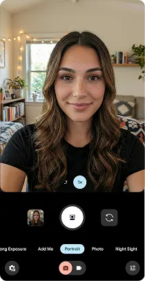 Camera capture view with portrait mode