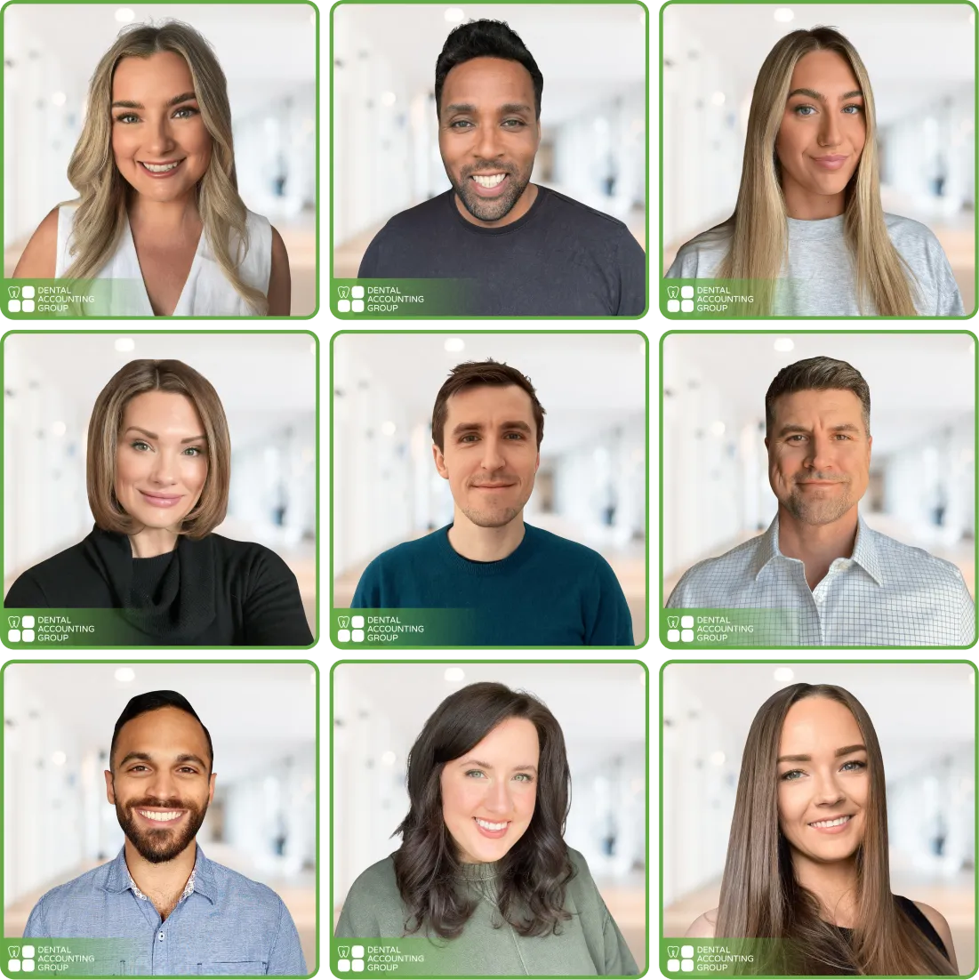 After: AI-enhanced headshots with consistent backgrounds and lighting