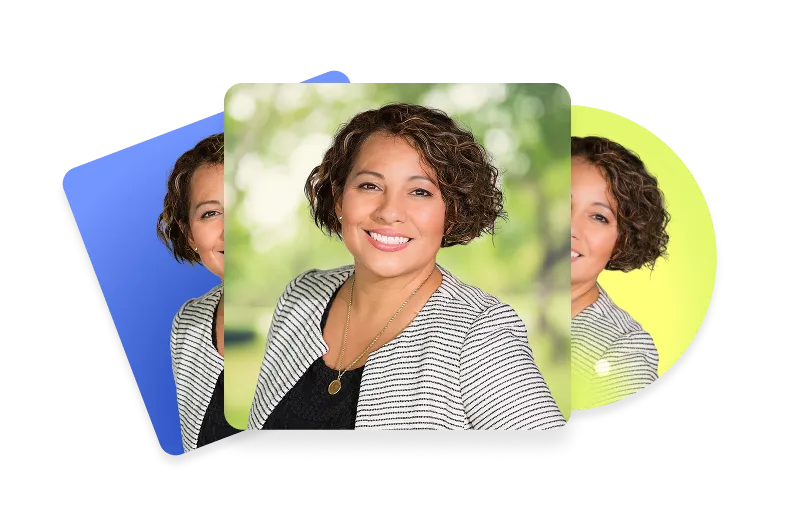 Three different headshot background styles applied to one photo